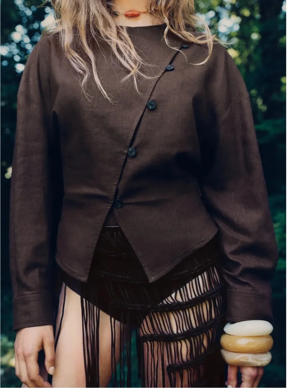 Zara leather crochet belt